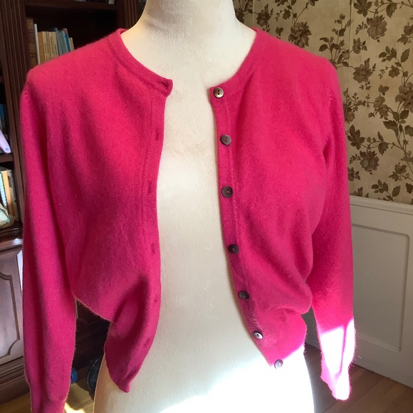Boden Sweaters - Boden Washable Cashmere Crop Cardigan 3/4 Sleeves Hot Pink Us Size 10, UK 14